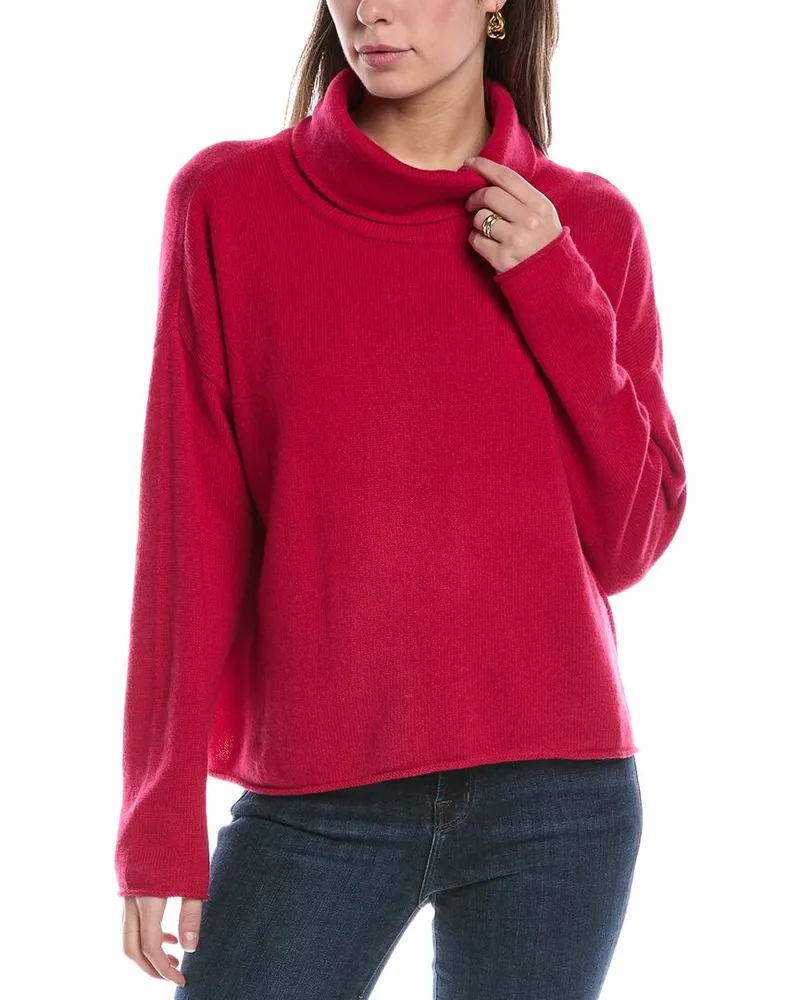 Eileen Fisher Turtleneck Cashmere-Blend Box-Top Pink