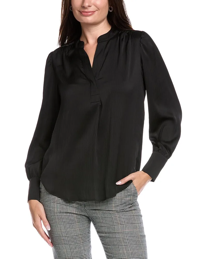 Anne Klein Pleat Front Blouse Black