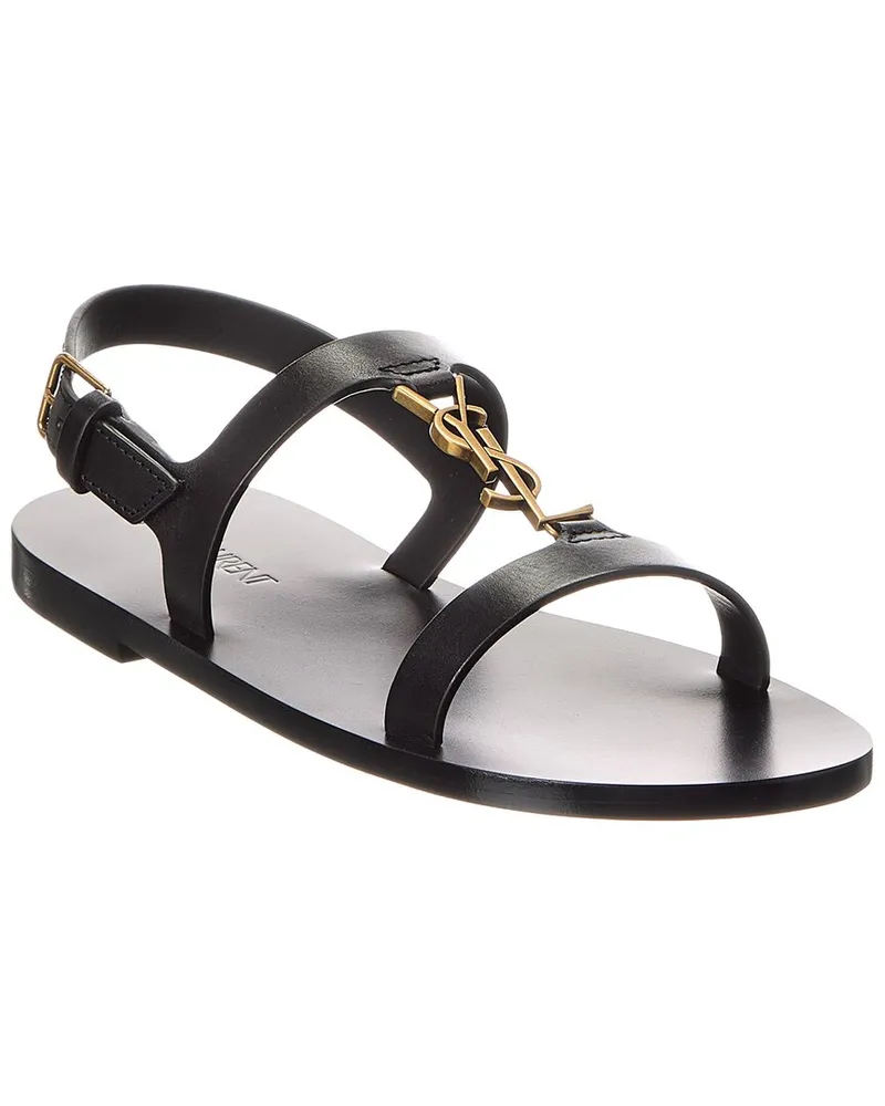 Saint Laurent Cassandre Leather Sandal Black