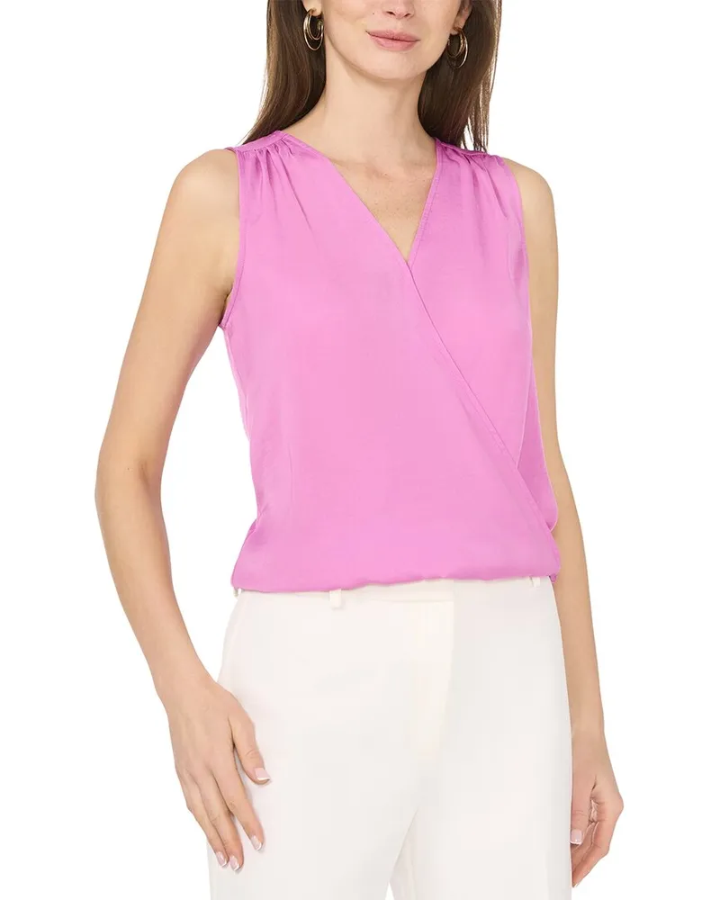 Vince Camuto Wrap Front Sleeveless Blouse Nocolor