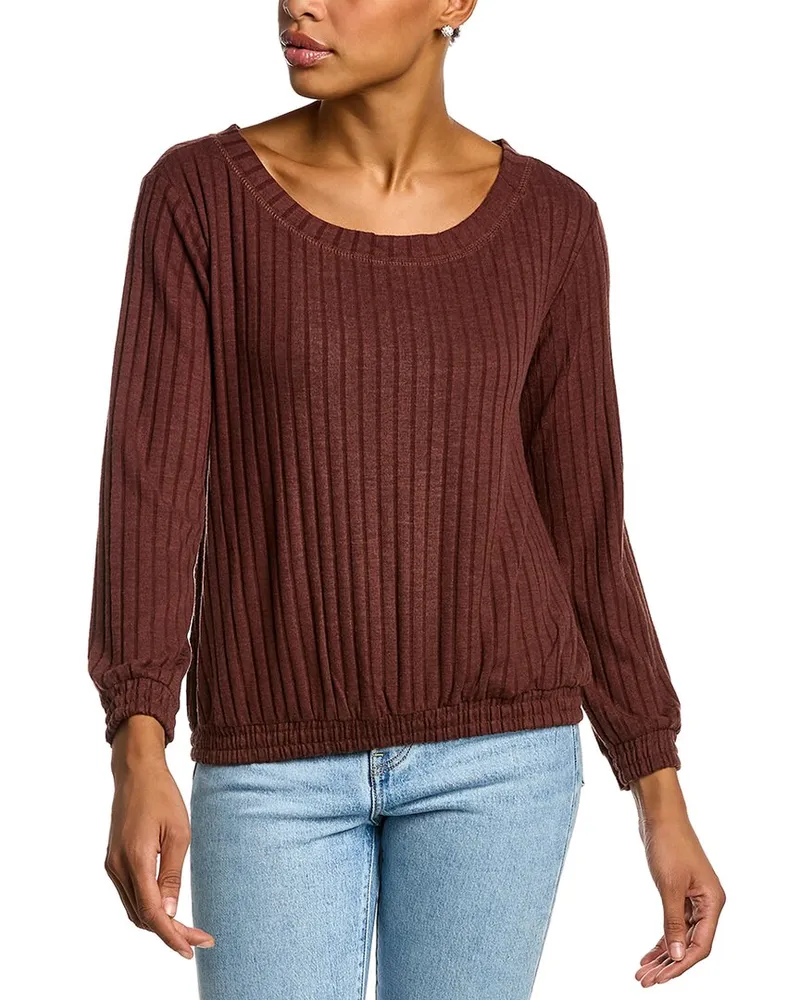 Chaser Rib Shirring Pullover Brown