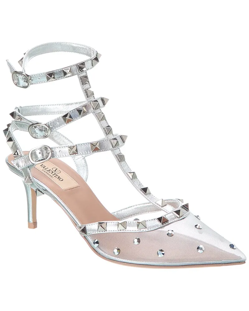 Valentino Garavani Rockstud Caged 65 Mesh & Leather Pump Nocolor