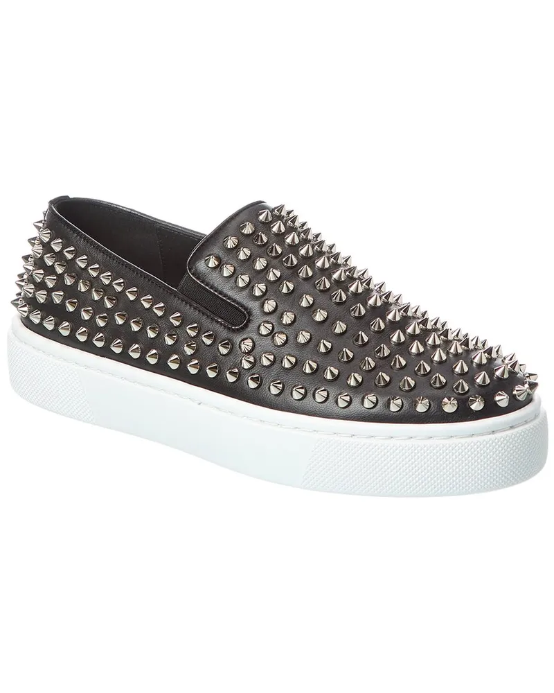 Christian Louboutin Spikeboat Leather Slip-On Sneaker Black