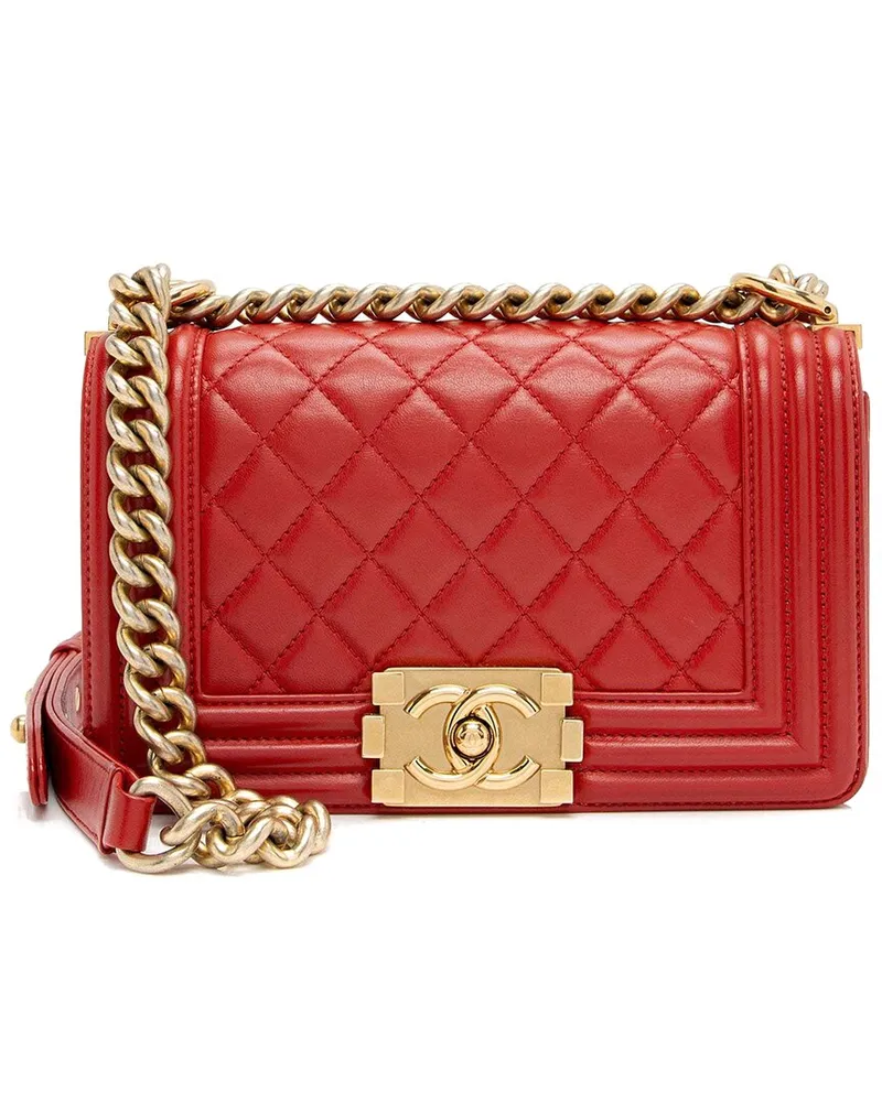 Chanel Red Calfskin Small Boy Bag (Authentic Pre-Loved Nocolor