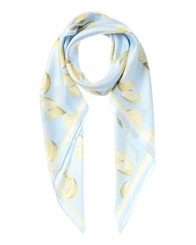 Givenchy All Over Large Silk Scarf Blue