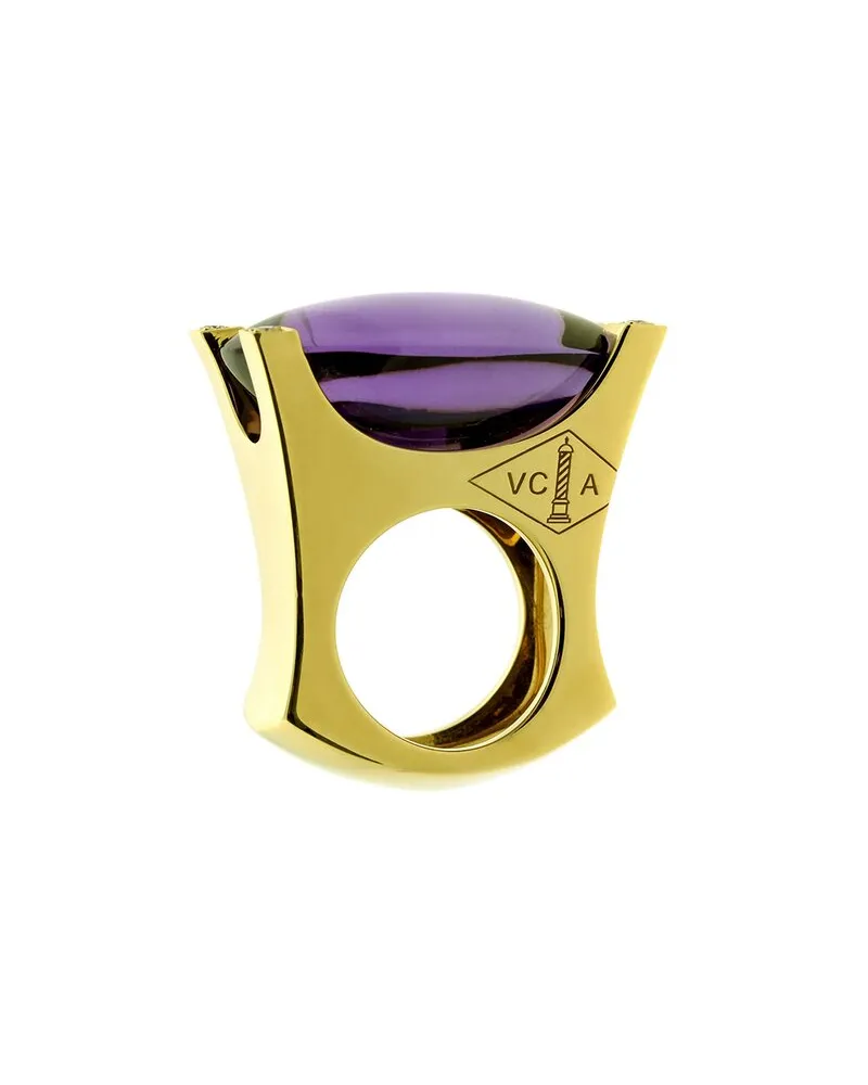 Van Cleef & Arpels 18K Diamond & Amethyst Ring (Authentic Pre-Loved Nocolor