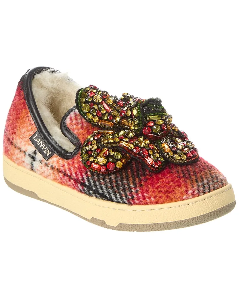 Lanvin Cosy Wool Slipper Red