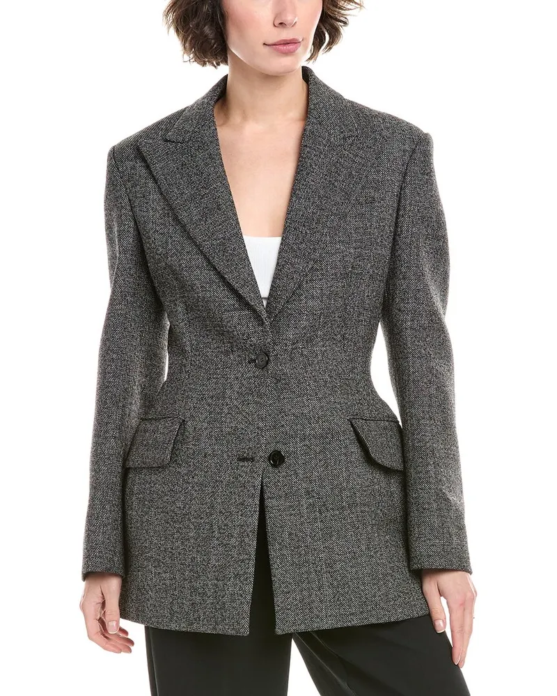 Michael Kors Sculpted Tweed Wool Blazer Black