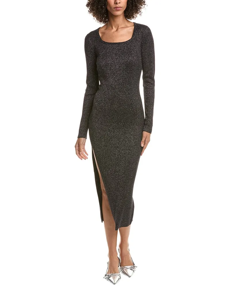 Chaser Lurex Rib Taxi Midi Dress Black