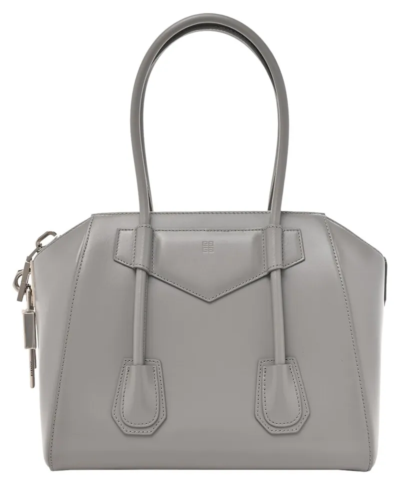 Givenchy Grey Box Calf Leather Box Medium Lock Antigona (Authentic Pre-Loved Nocolor