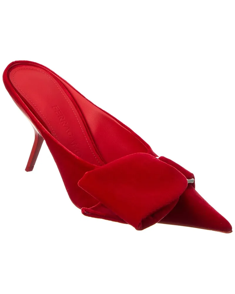 Ferragamo Asymmetric Bow Velvet Pump Red