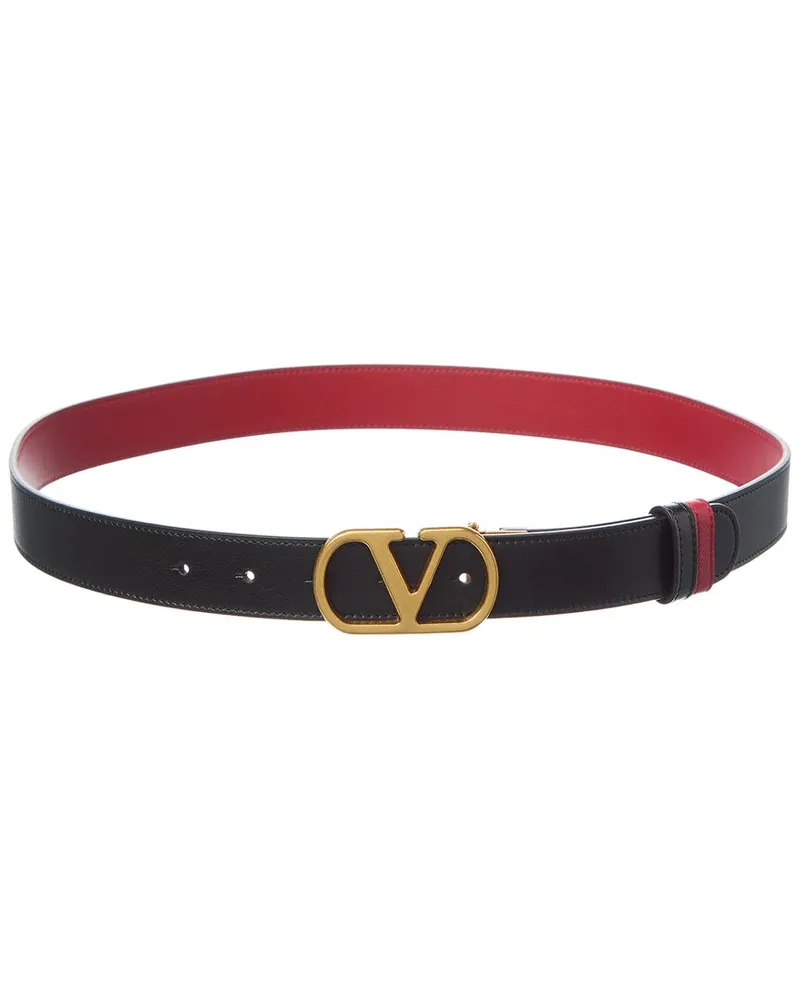 Valentino Garavani VLogo Signature Reversible Leather Belt Black