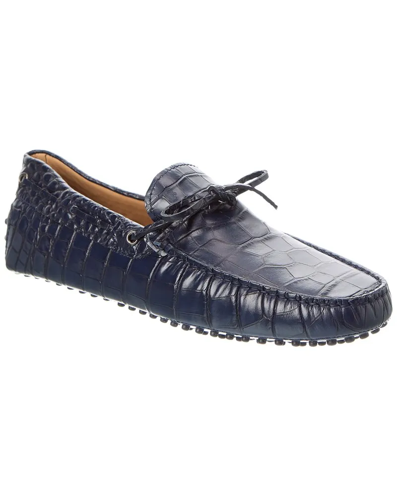 TOD'S TOD’s Croc-Embossed Leather Loafer Blue