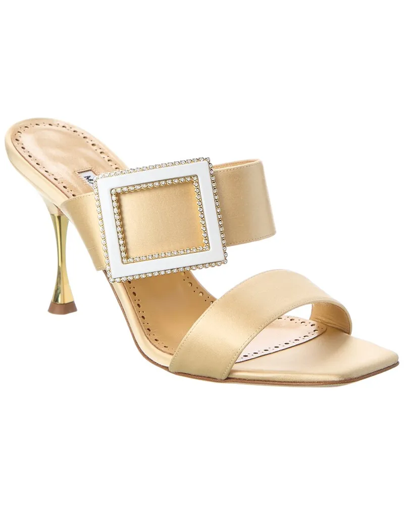Manolo Blahnik Tuliaba 90 Satin Sandal Gold