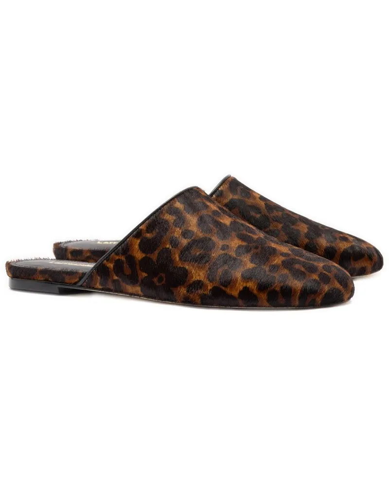 Larroude Venice Leather Flat Beige
