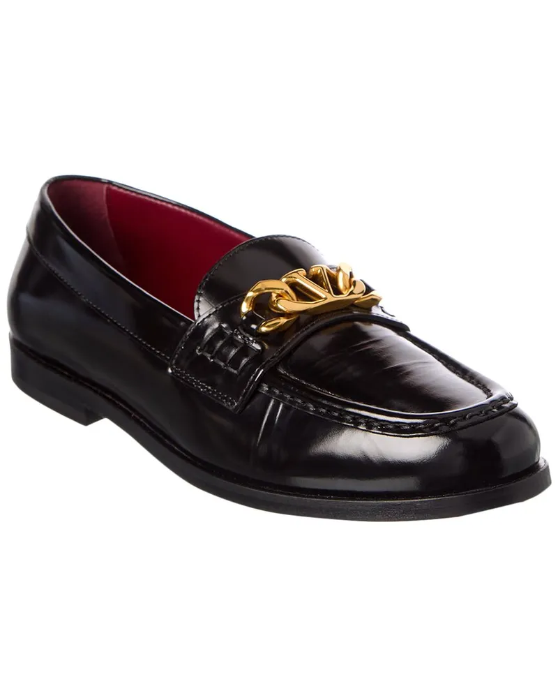 Valentino Garavani VLogo Chain Leather Loafer Black