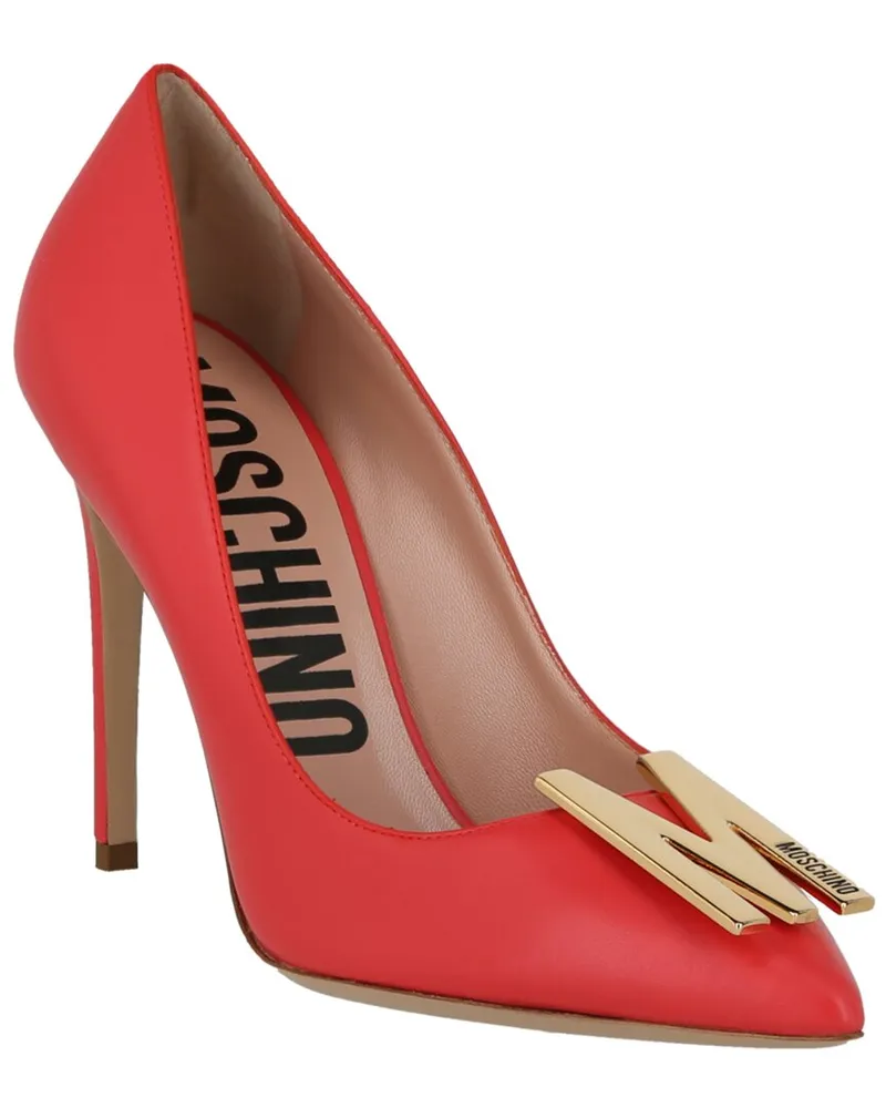 Moschino Logo Leather Pump Orange