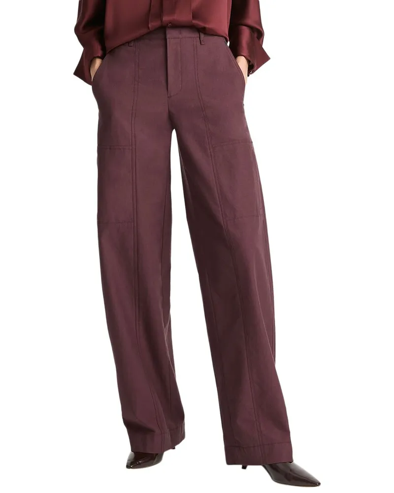 Vince Mid Rise Wool-Blend Utility Pant Red