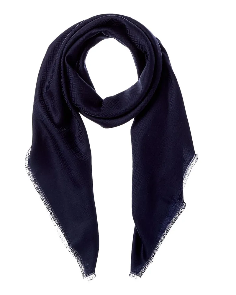 Givenchy 4G Square Large Wool & Silk-Blend Scarf Blue