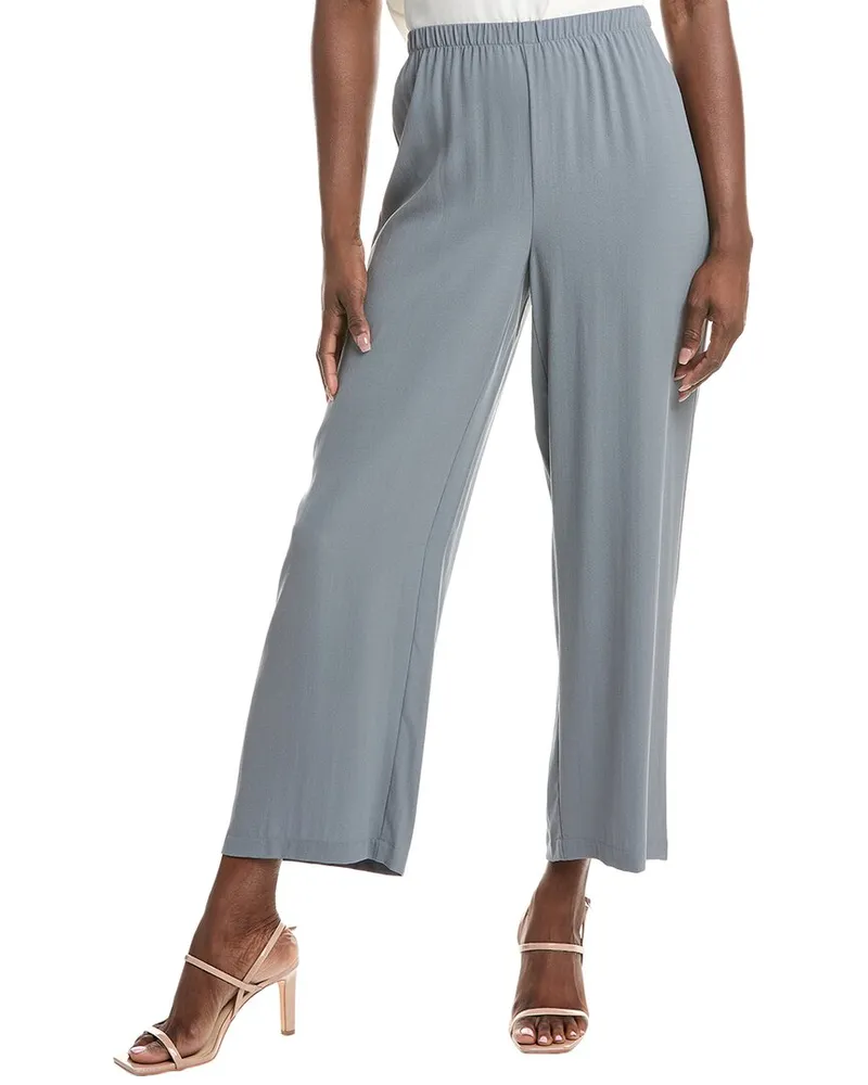 Eileen Fisher Straight Silk Ankle Pant Grey