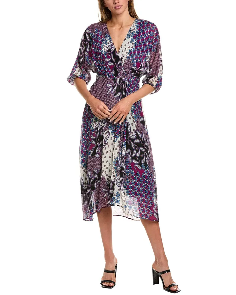 ba&sh Silk-Blend Midi Dress Purple