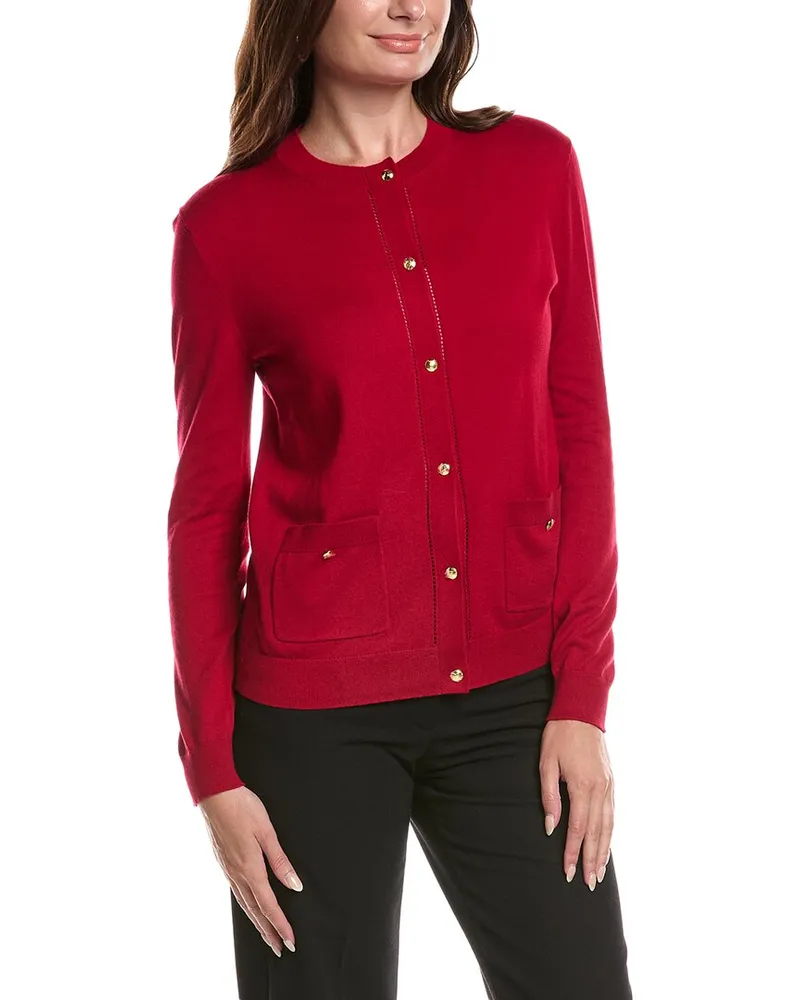 ST. JOHN Fine Gauge Cardigan Red