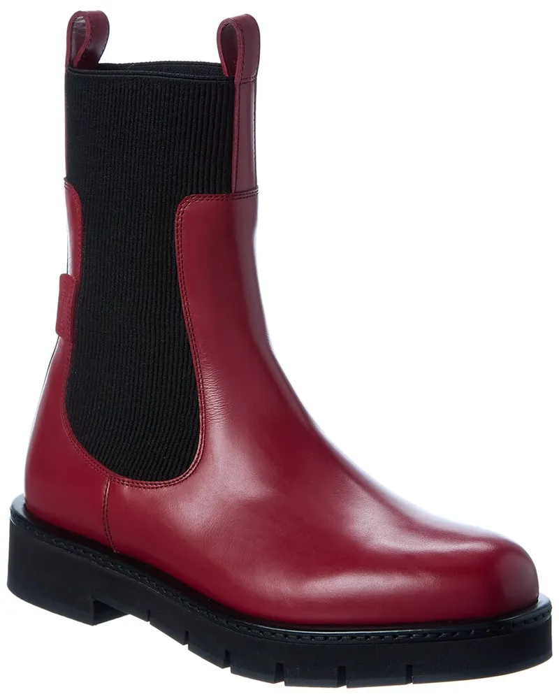 Ferragamo Rook Leather Bootie Red