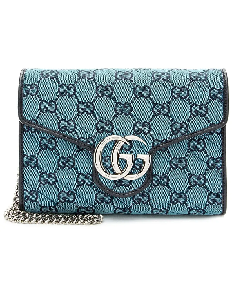 Gucci Blue Matelasse Leather GG Canvas GG Marmont Mini Chain Bag (Authentic  Pre-Loved Nocolor