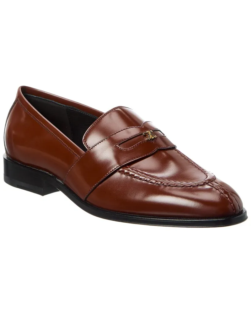 Celine Triomphe Margaret Leather Loafer Red