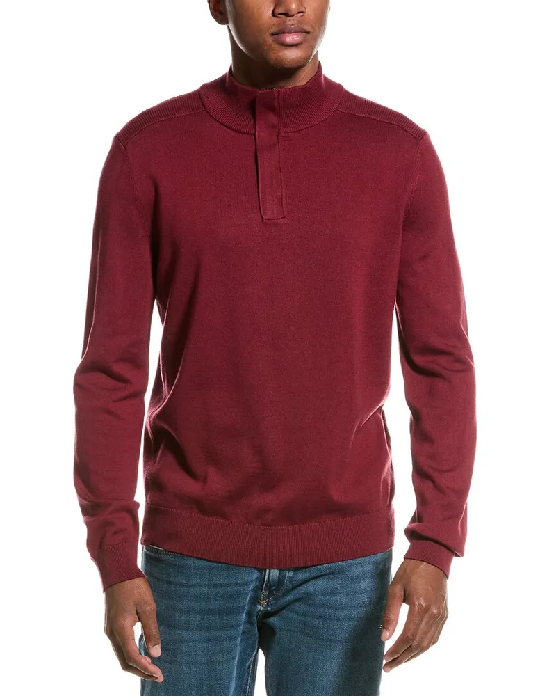 HUGO BOSS Maretto Wool-Blend Mock Neck Sweater Red