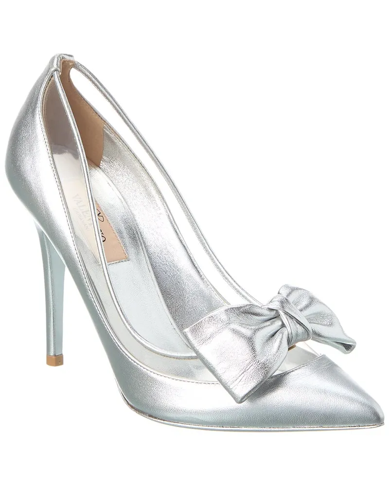 Valentino Garavani 100 Vinyl & Leather Pump Silver