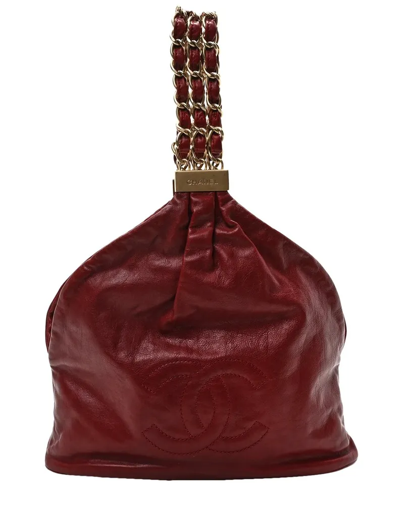 Chanel Red Lambskin Leather Mini Rock and Chain Hobo (Authentic Pre-Loved Nocolor