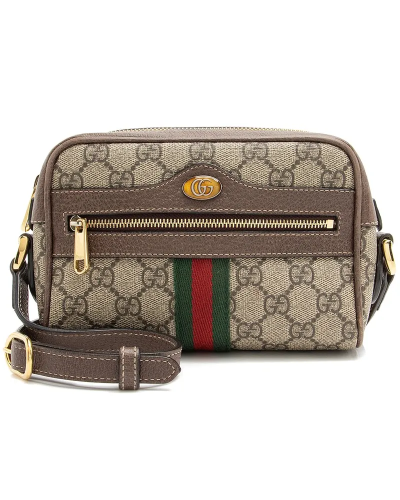 Gucci Beige Coated Canvas, Leather & Nylon Ophidia Mini Shoulder Bag  (Authentic Pre-Loved Nocolor