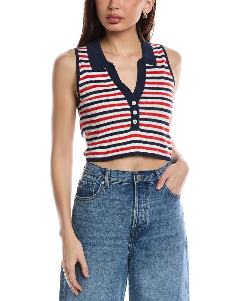 Onia Rib Linen-Blend Polo Tank White
