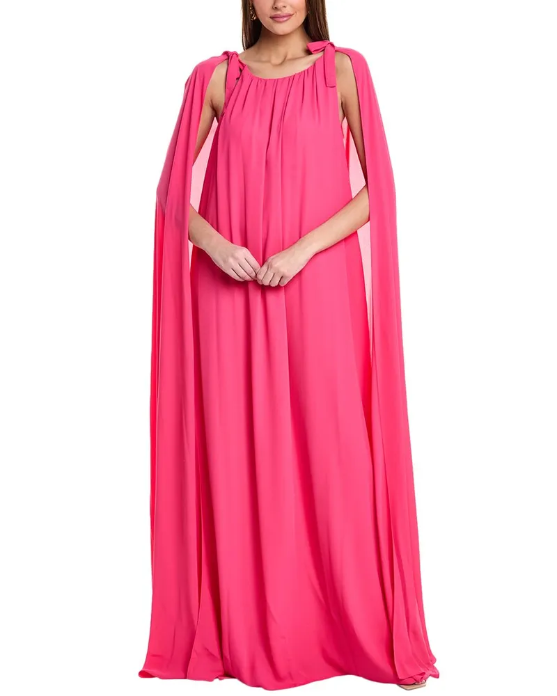 Carolina Herrera New York Ruched Neck Halter Gown Pink
