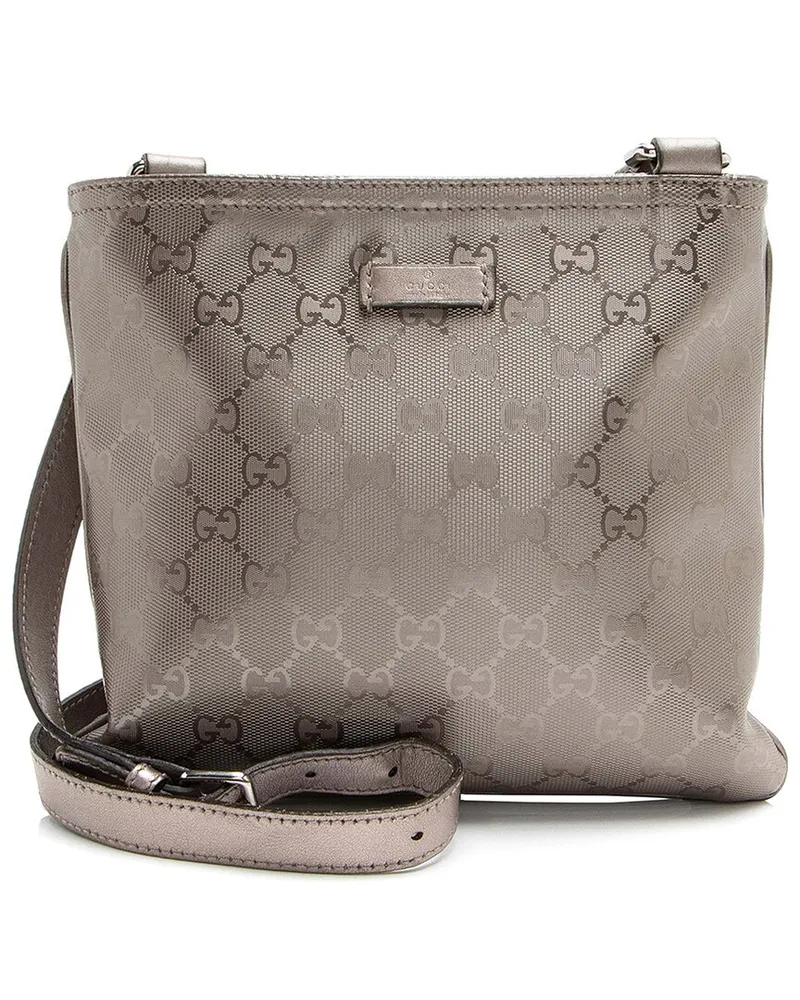 Gucci Metallic Leather GG Imprime Flat Messenger (Authentic Pre-Loved Nocolor