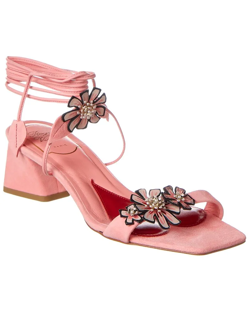 Roger Vivier Vivier Blossom Suede Sandal Pink