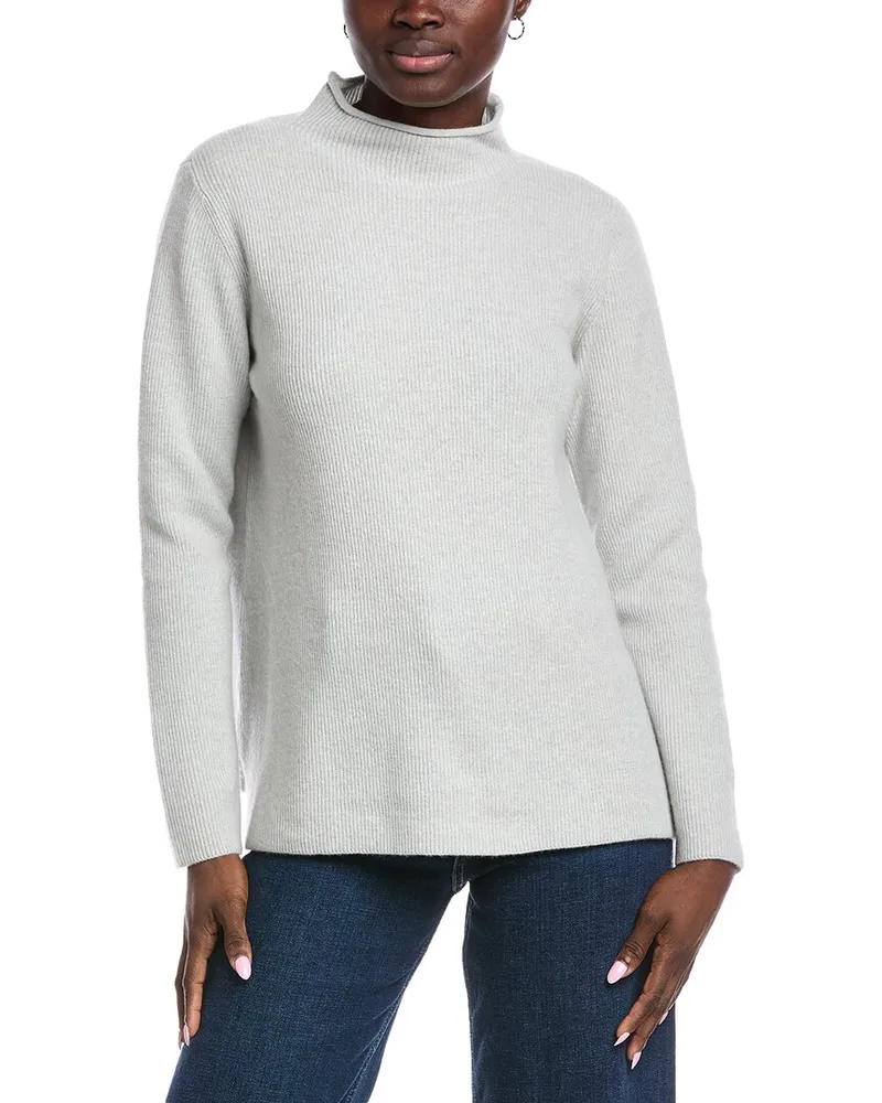 Eileen Fisher Funnel Neck Cashmere Sweater White