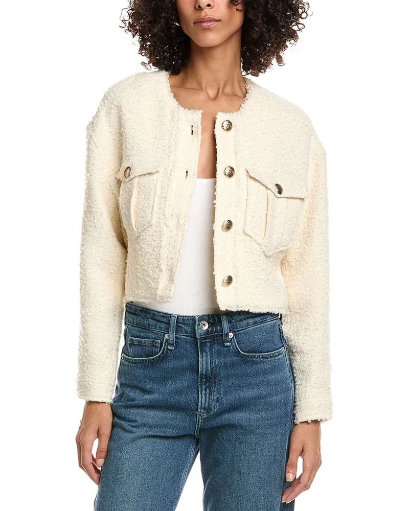 GENERATION LOVE Emille Tweed Wool-Blend Bomber Jacket White