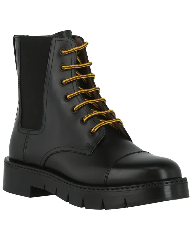 Ferragamo Combat Leather Bootie Black