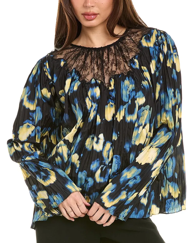 Jason Wu Pleated Silk Blouse Black