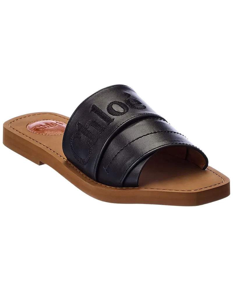 Chloé Woody Leather Slide Black