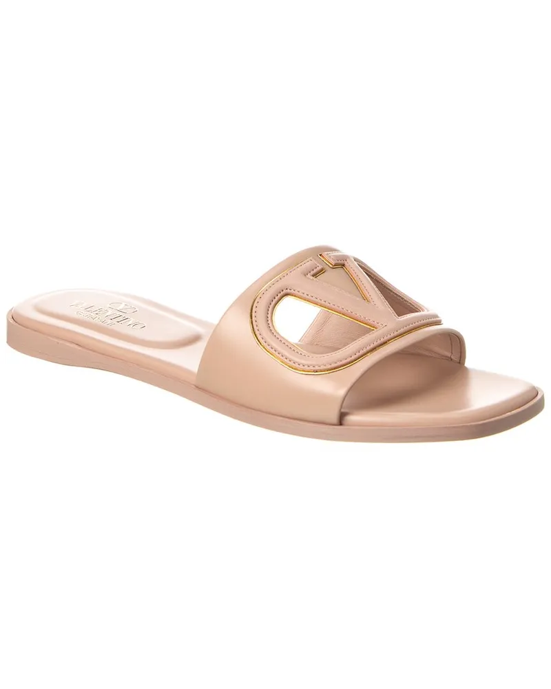 Valentino Garavani VLogo Cutout Leather Sandal Beige