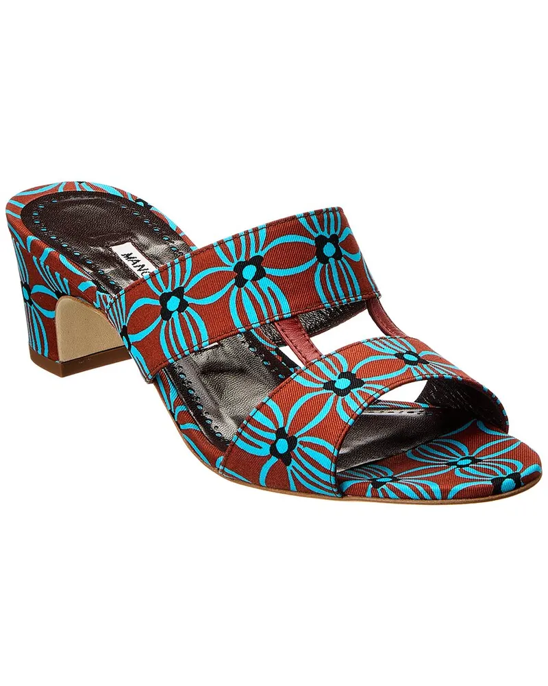 Manolo Blahnik Chus 50 Canvas Sandal Brown