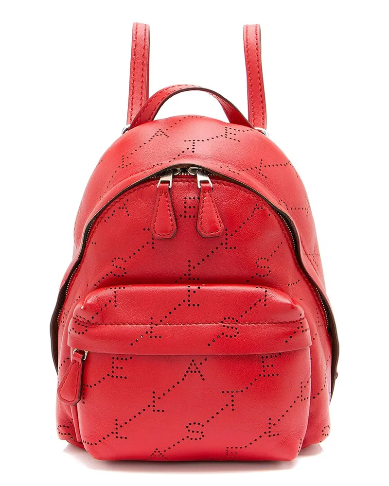 Stella McCartney Red Perforated Faux Leather Perforated Logo Mini Backpack  (Authentic Pre-Loved Nocolor
