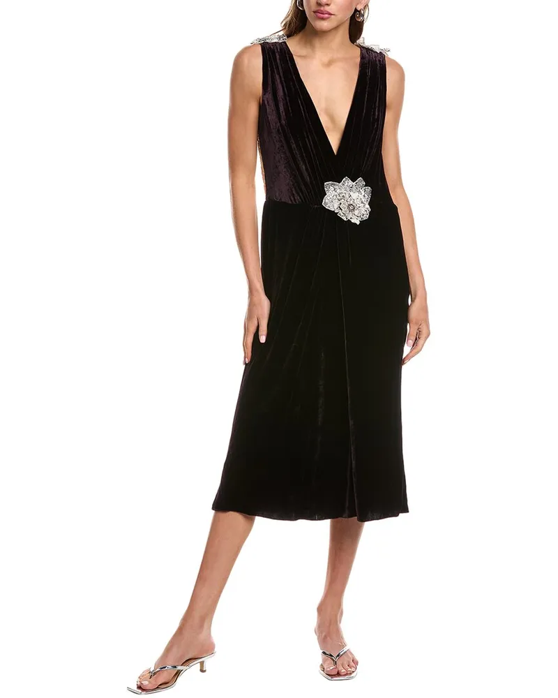 Dolce & Gabbana Silk-Blend Midi Dress Black