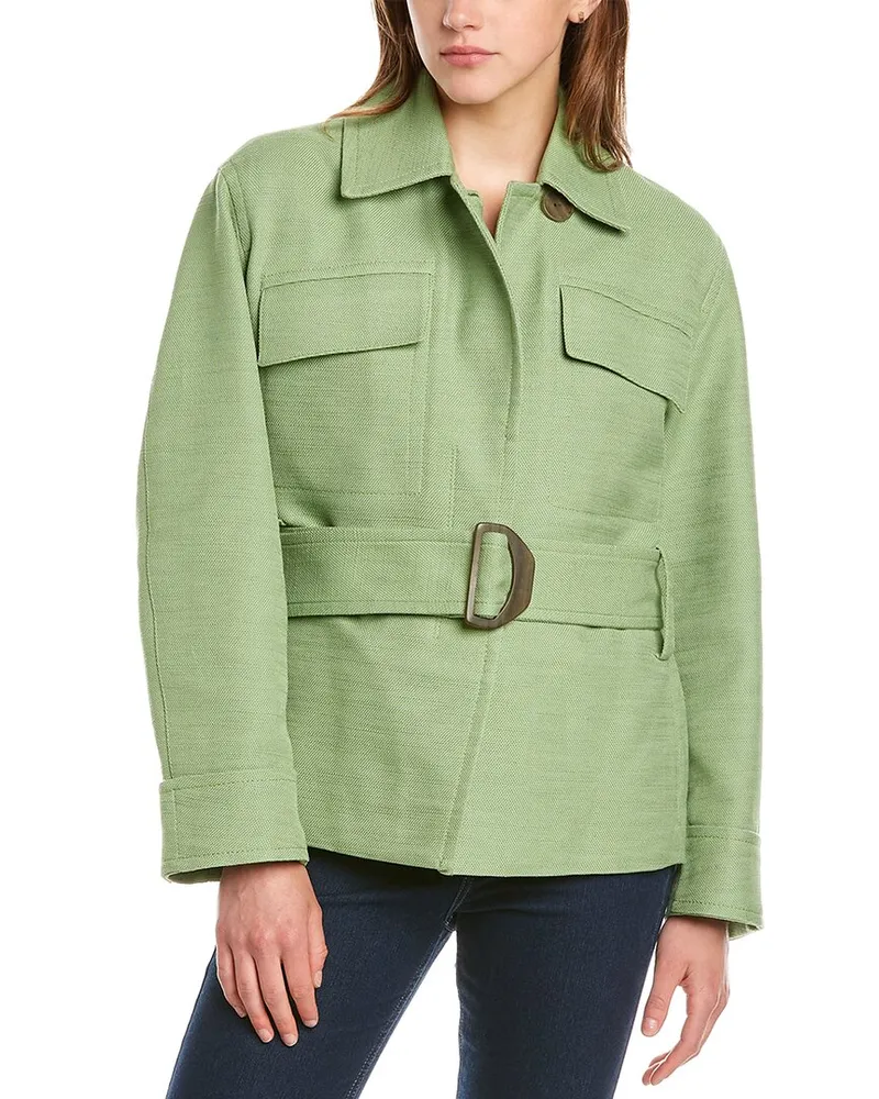 Vince Saharienne Linen-Blend Jacket Green
