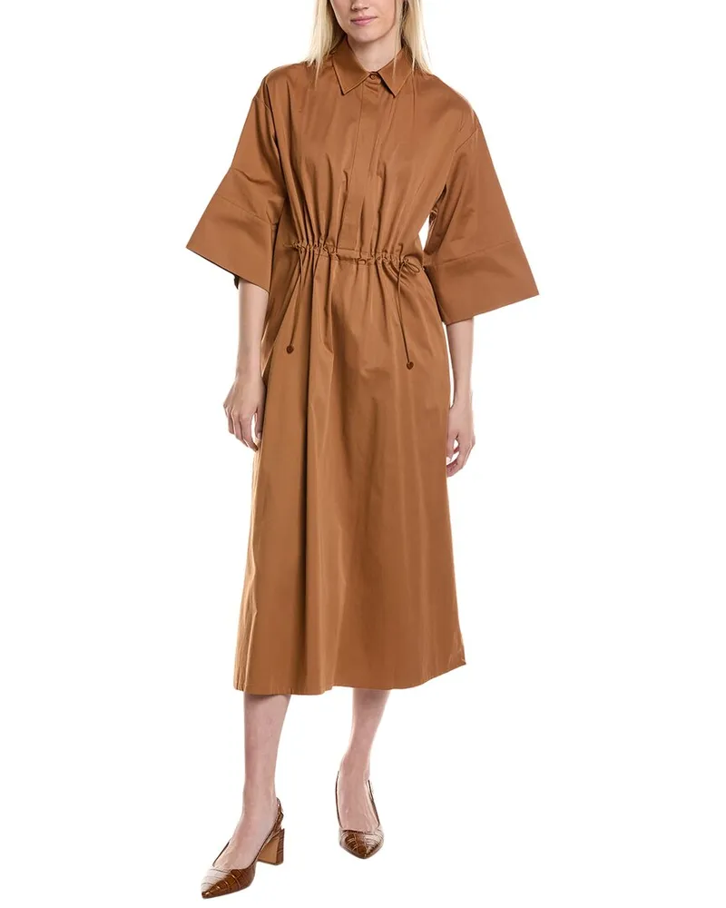 Max Mara Eulalia Silk-Blend Midi Dress Brown