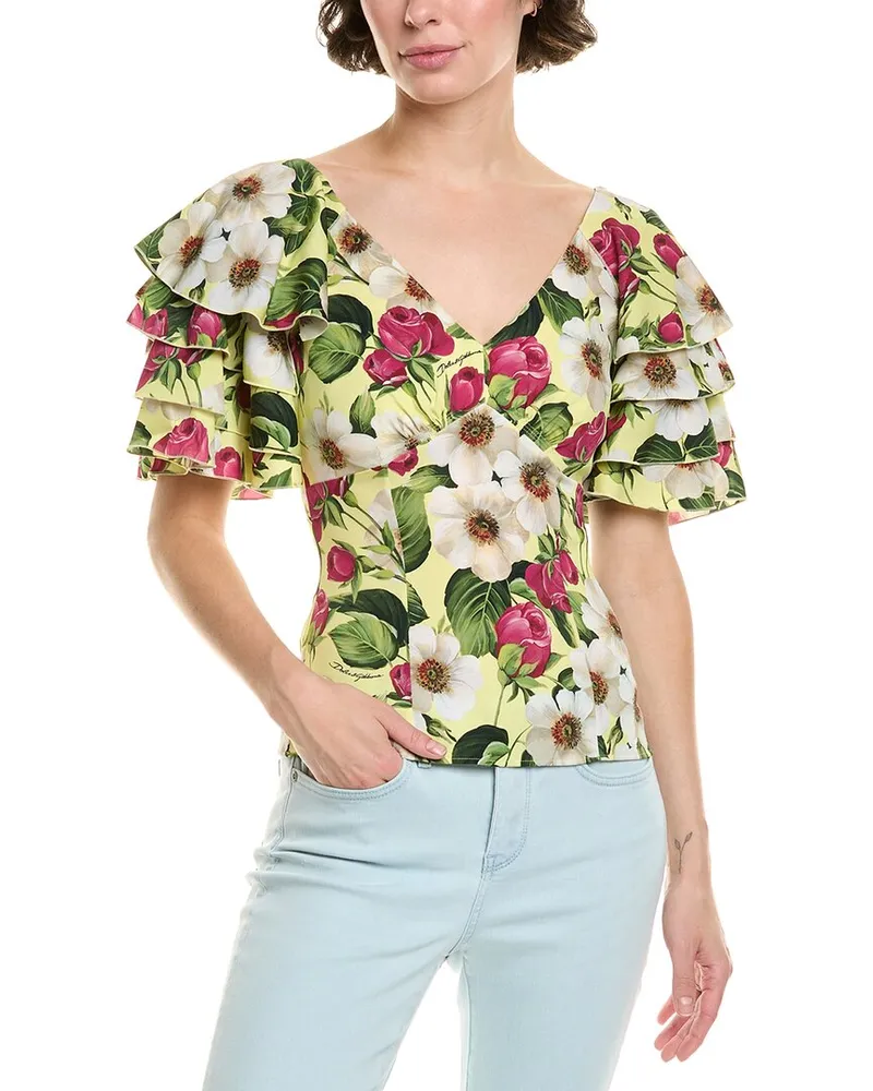 Dolce & Gabbana Silk-Blend Top Green