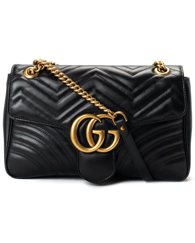 Gucci Black Leather GG Marmont Crossbody (Authentic Pre-Loved Nocolor